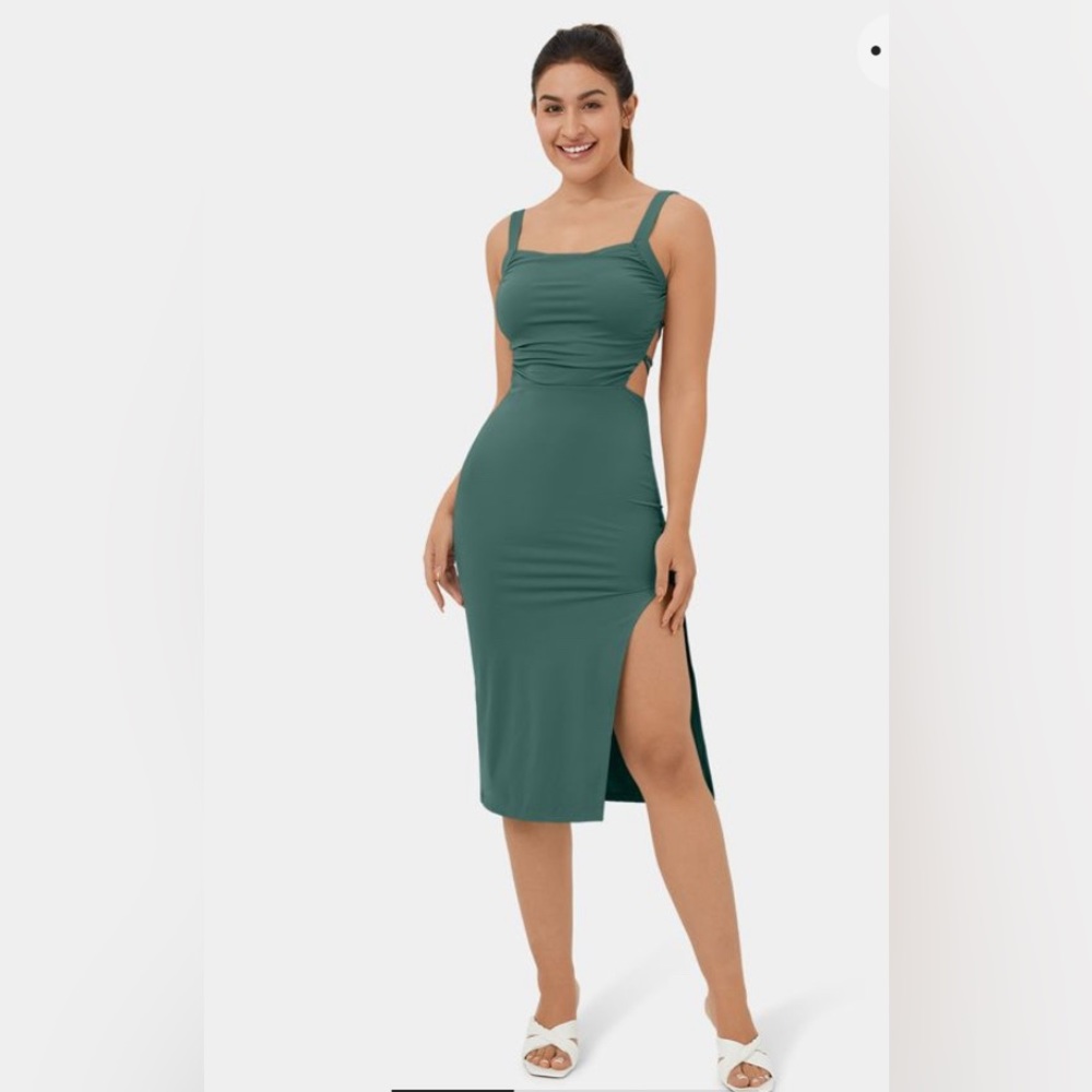 Elegant Green Sleeveless Dress